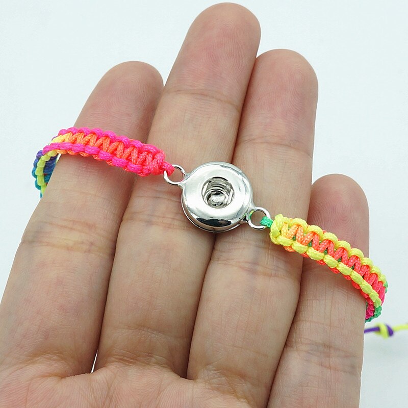 SE0185 Beauty Gradient color Rope adjustable snap bracelet fit 12mm/18mm snap buttons