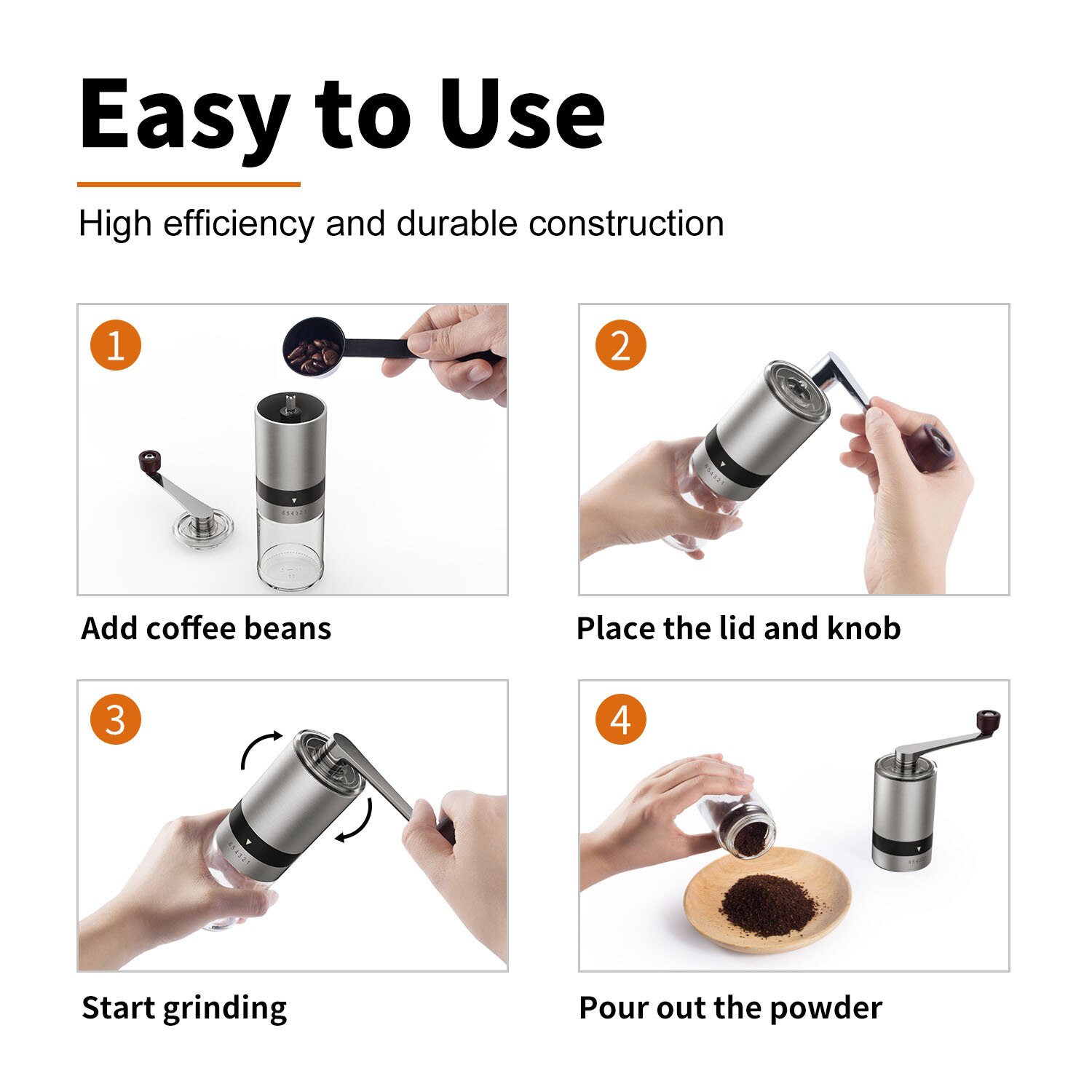 Coffee Grinder Stainless Steel Adjustable Hand Grinder Coffee Machine Coffee Bean Burr Grinders Mill Kitchen Tool Grinder