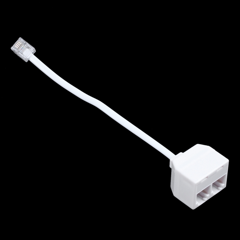6P2C RJ11 Male to Female Two Way Telephone Splitter Converter Cable