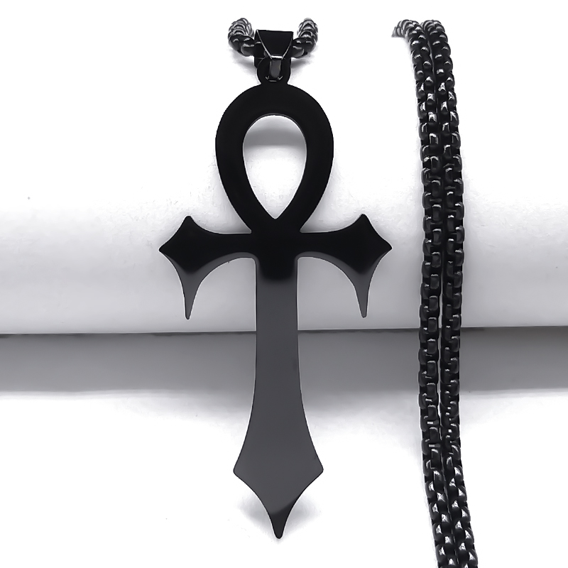 Collana croce Ankh egiziana donna/uomo acciaio inossidabile colore oro amuleto collane protezione gioielli colar masculino muslimah: Acciaio di colore