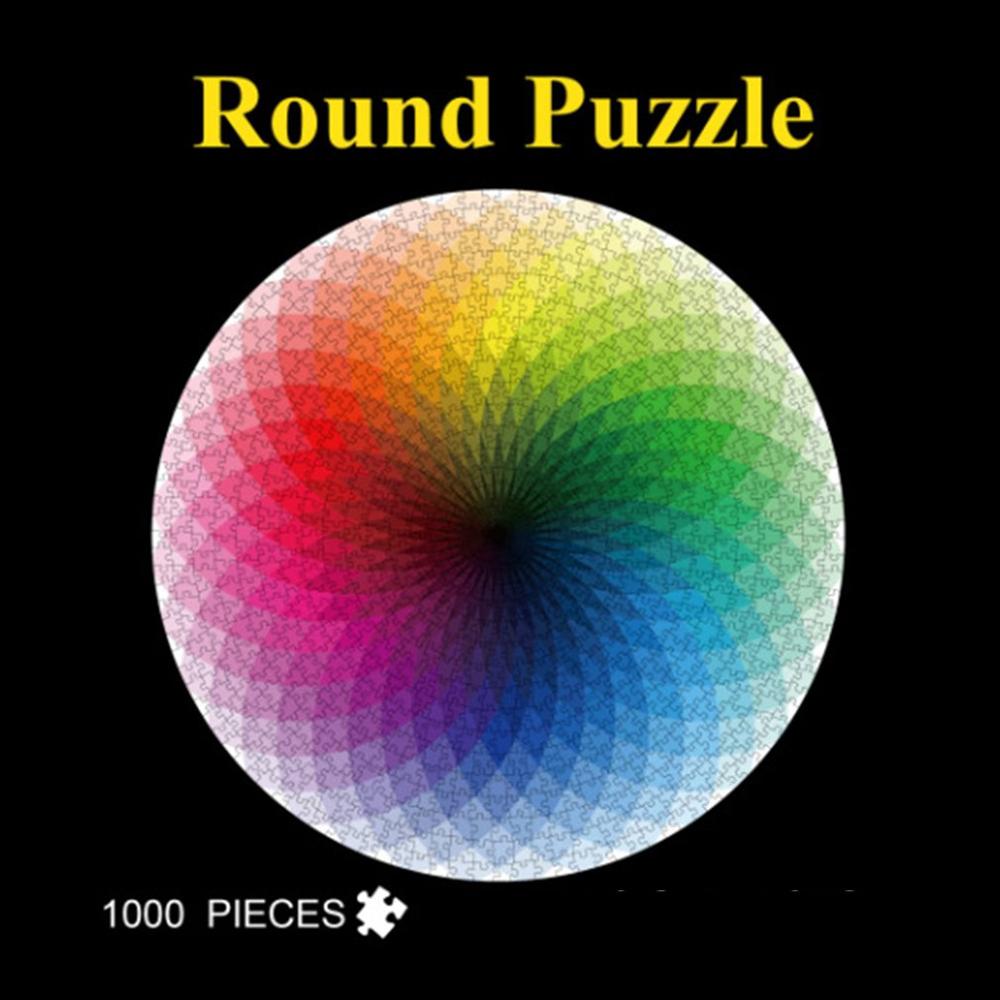 1000 Piece Puzzle Thousand Color Rainbow Puzzle Adult Stress Relief Puzzle Toy Round Rainbow Puzzle