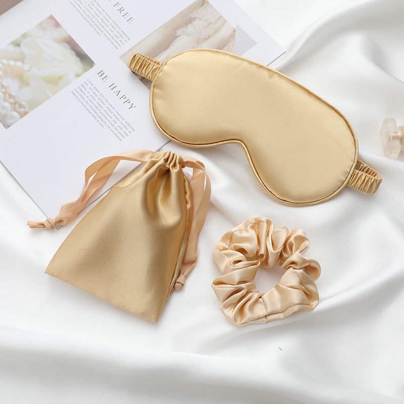 1 einstellen Nachgeahmte Seide Schlafen Augen Maske Schlaf Masken Auge Patch Abdeckung Schattierung Einstellbare Augenbinde Reise Entspannen mit Tasche + kopf Ring