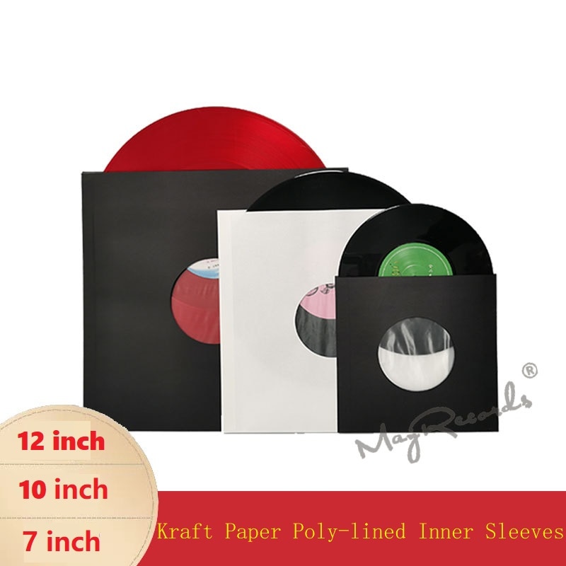 20Pcs 12Inch 10Inch 7Inch Zwaargewicht Anti-Statische Kraftpapier Poly-Gevoerd Innerlijke mouwen Voor Lp Record Vinyl