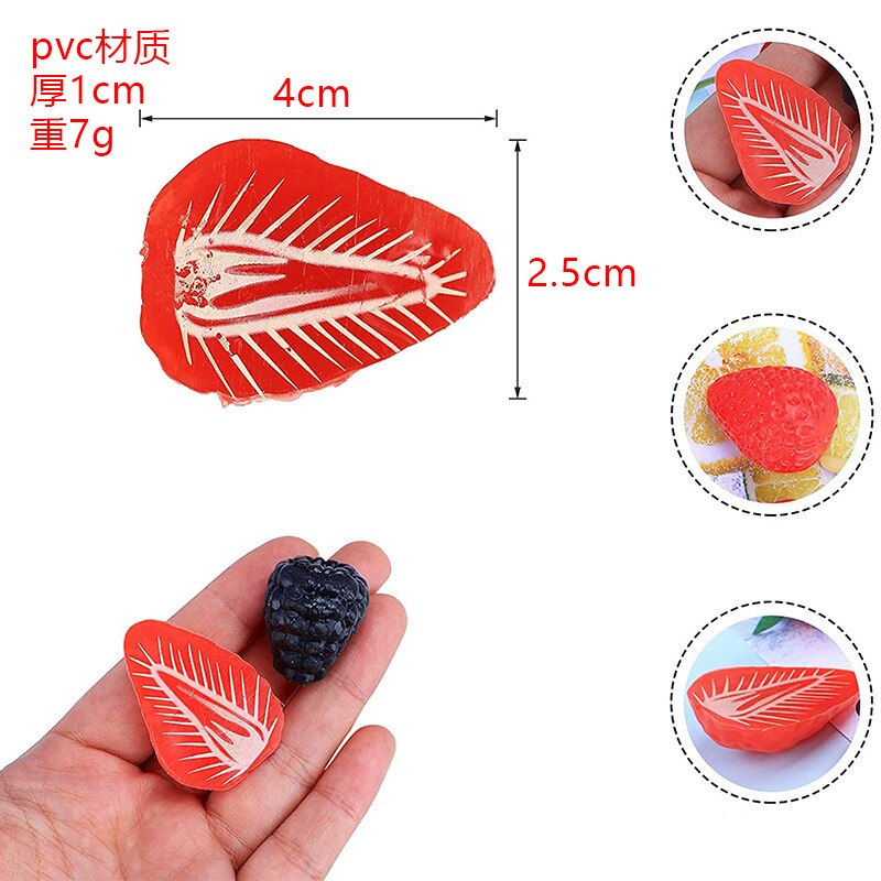 10pcs Plastic Strawberry Raspberry Mini PVC Strawberry Slice Model Simulation Fruit Home Decoration Christmas Props Model: Strawberry slices