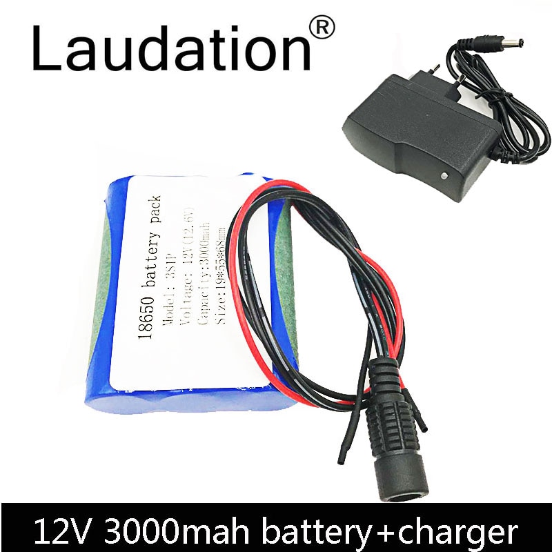 Laudation 12V 3000 mAh 3S 1P Li-Ion batterij 18650 lithium oplaadbare batterij bescherming plaat oplaadbare 1A batterij lader