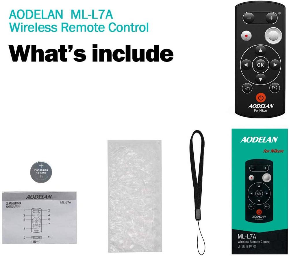 AODELAN ML-L7A Wireless Camera Remote Control Shutter Release for Nikon Zfc A1000 P1000 B600 P950 Z50, Replace Nikon ML-L7