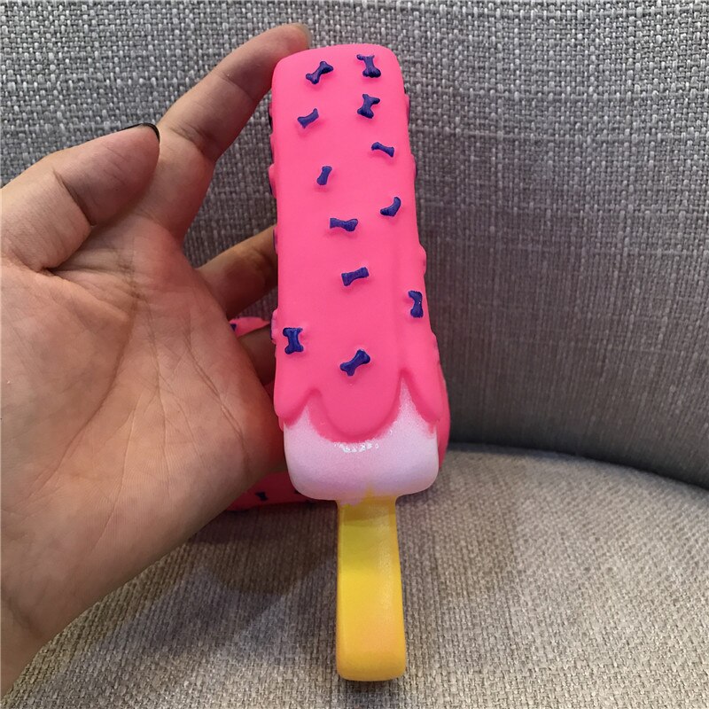 Jouet pour chien de compagnie à mâcher | Caoutchouc grinçant rose en forme de Popsicle, jouets pour chat, chiot bébés chiens crème glacée, morsure Molar jouet amusant interactif