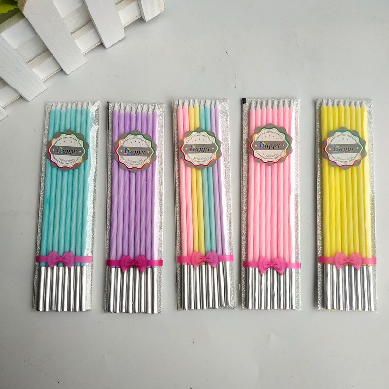 Birthday candles, colorful elongated thread happy birthday cake decoration, smokeless candles, dessert table layout