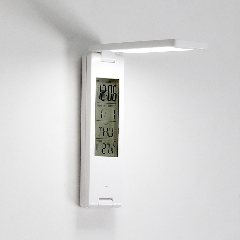 Woodpow LED USB 5V Folding Table Lamp Chargeable Desk Lamp Calendar Alarm Clock Book Lamp Eye Protection Portable Learning Lamp