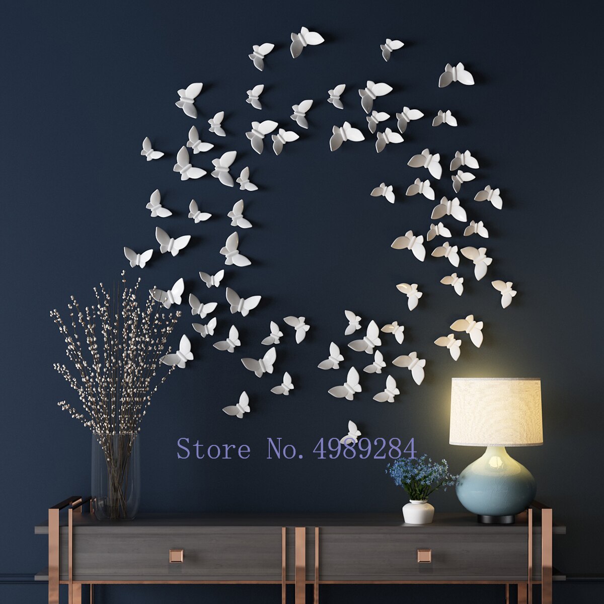 Creatividad cerámica mariposa montaje en pared Fondo estereoscópico pared decoración moderna del hogar Decoración colgante para habitación de niños