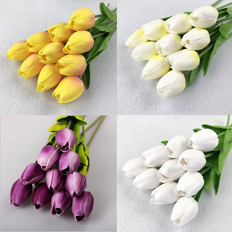 10 Pcs Kunstbloemen Tulpen Bloem Kunstmatige Boeket Nep Bloem Bruidsboeket Versieren Bloemen voor Bruiloft Home Decor