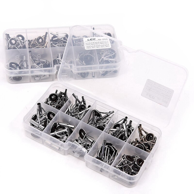 80Pcs Diy Eye Ringen Hengel Gids Tip Set Reparatie Kit Voor Hengels Roestvrij Stalen Frames Met Doos visgerei
