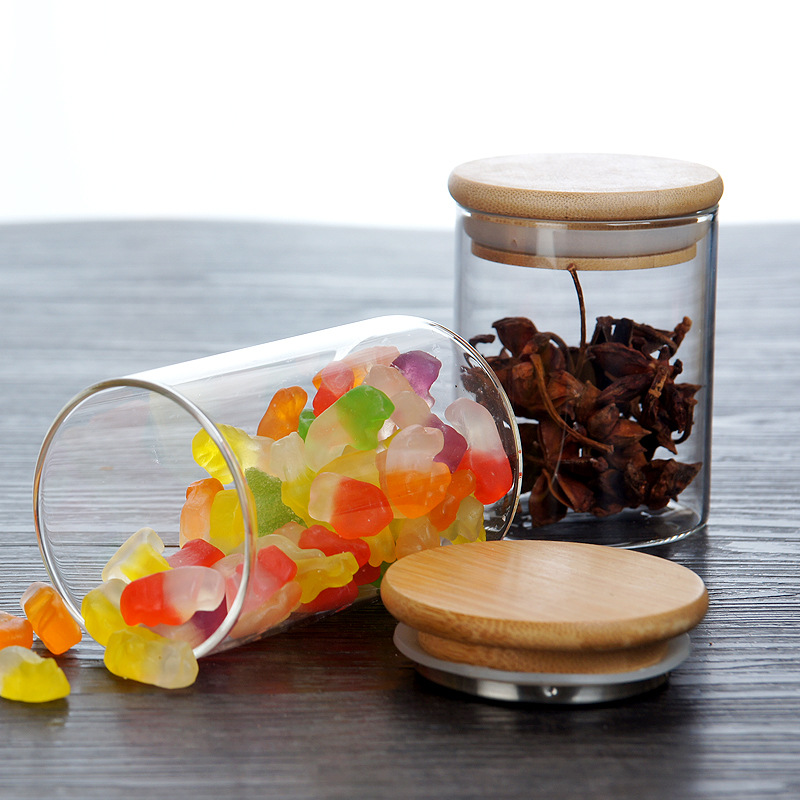 Multi-specifikation glas opbevaring flasker krukker med bambus låg te kaffebønner slik krukke glas boks beholder køkken kan