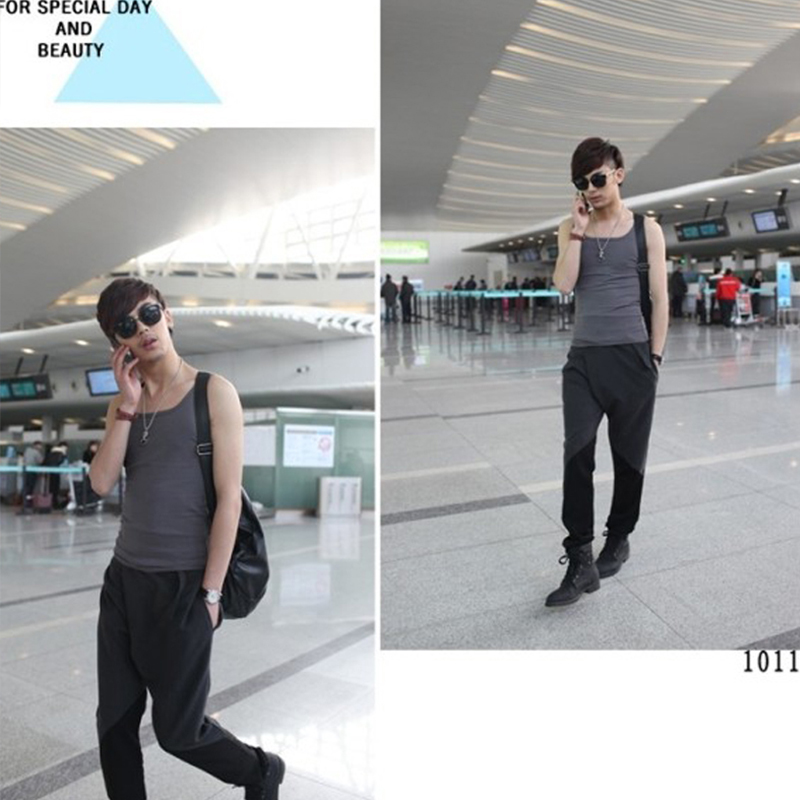 Men's pants spring and autumn slim stretch waist pants men's casual pants low crotch boot pants small leg pants large size