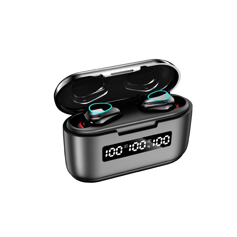 Casque sans fil TWS Bluetooth écouteurs 3500mAh batterie sport étanche casques HiFi 9D stéréo écouteurs avec Microphones: Black