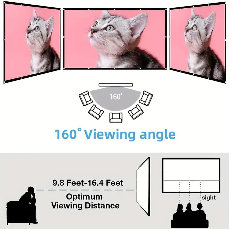Simple wall mounted projection soft screen foldable outdoor camping entertainment movie screen high-definition washable 16:9
