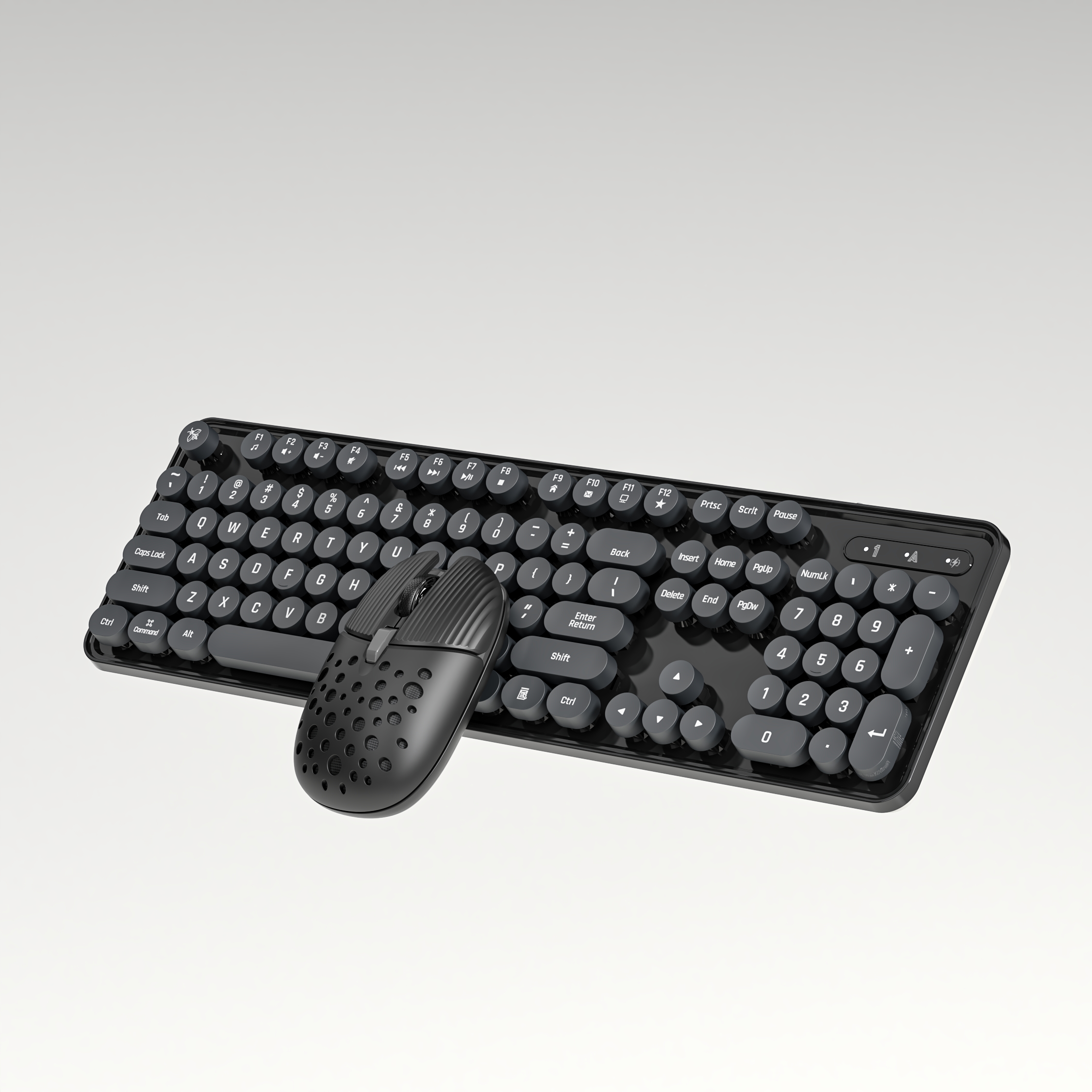 Urocza 104-klawiszowa Retro Okrągła Klawiatura Bezprzewodowa 2.4G Gamingowa Klawiatura i Mysz Combo Ergonomiczna Klawiatura z Klawiszami Multimedialnymi: Złota
