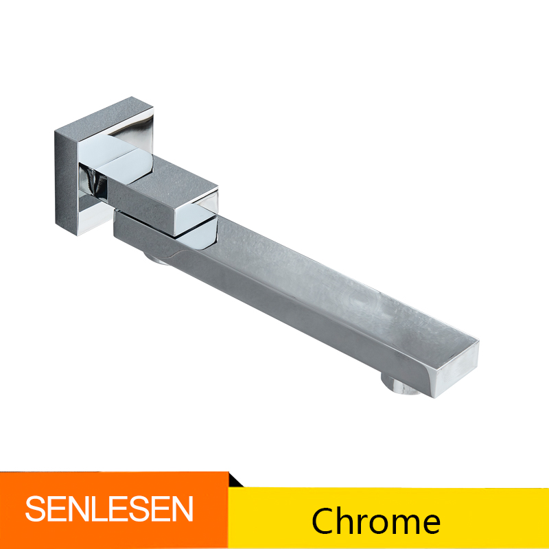 Senlesen – bec de robinet de lavabo mural, accessoires de robinet de douche en laiton, remplacement du bec de baignoire en cascade, Chrome/noir/or brossé: YELLOW