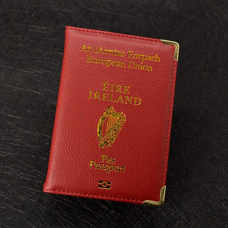 Rejse pas dækning irland kvinder pu lether pink dækning på pas rejse tegnebog gril taske til pas