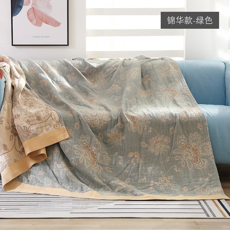 Qi jie Leben 100%  baumwoll-musselin-sommerdecke, atmungsaktiv, schickes mandala, große, weiche überwurfdecke, para-decke: Grün / 200 x 230cm