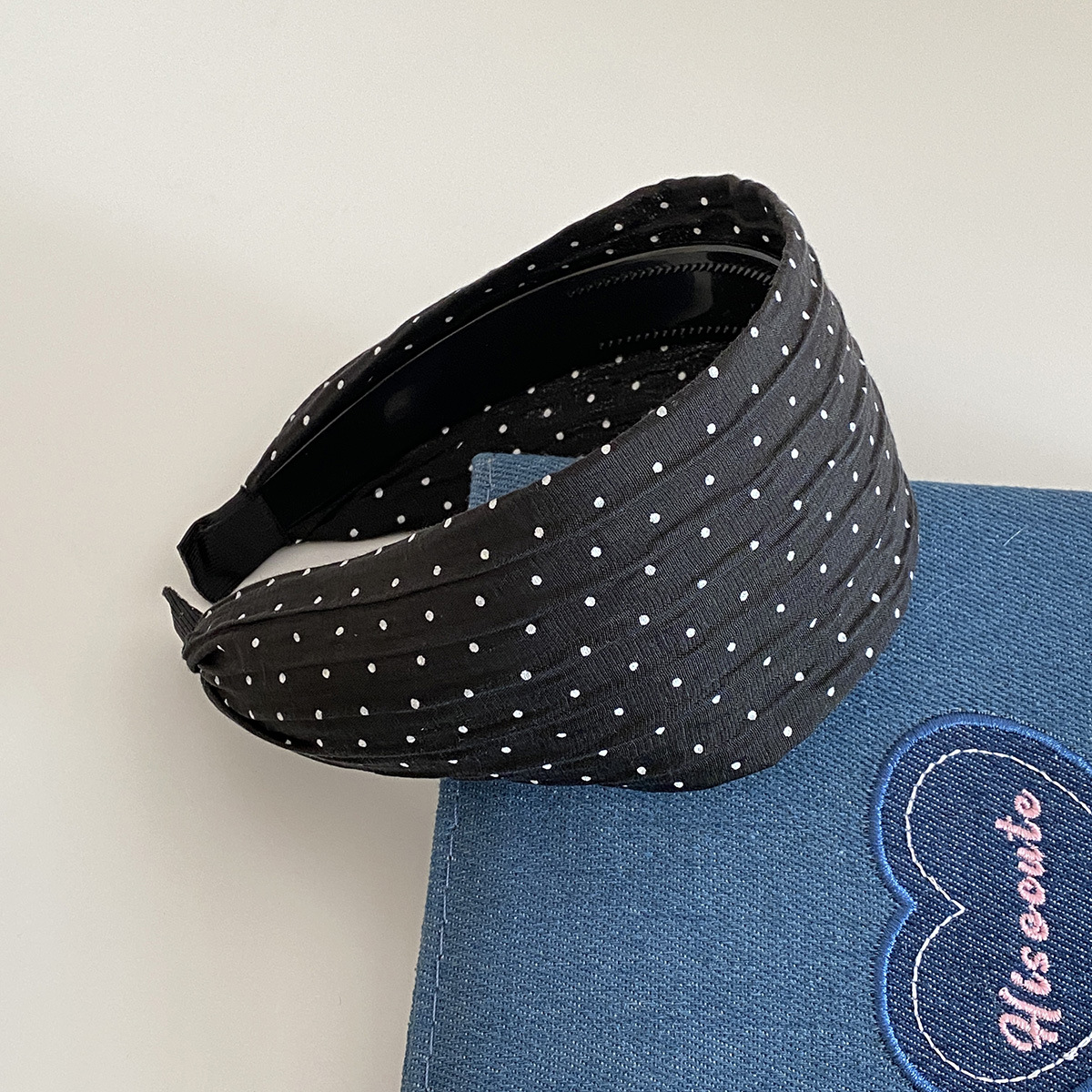 Neue Frühling Sommer Einfache Punkte Stirnbänder Nicht-Unterhose Breite Falten Haarbänder Süße Chiffon Kopf Bands Haar Reifen Frauen Haar zubehör: Lavendel