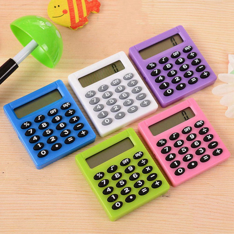 Tecknad mini-miniräknare 8 display siffror bärbar kakulator handhållen ficktyp myntbatterier miniräknare