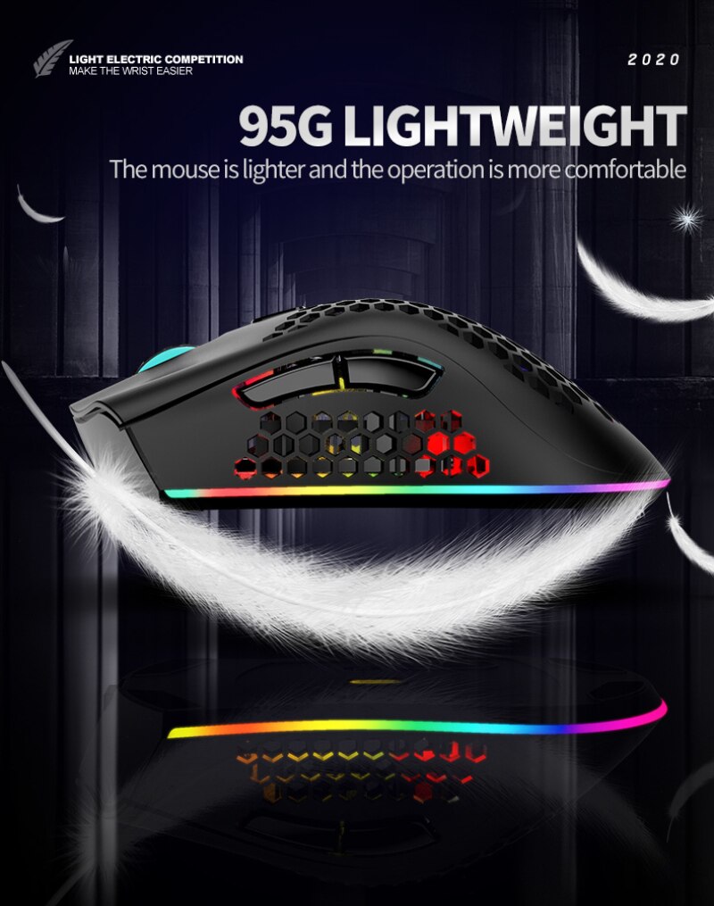 BM600 2,4 GHz Drahtlose Maus 1600DPI USB Aufladbare Waben RGB Optische 7 Tasten Maus Für Laptop PC Spiel Büro