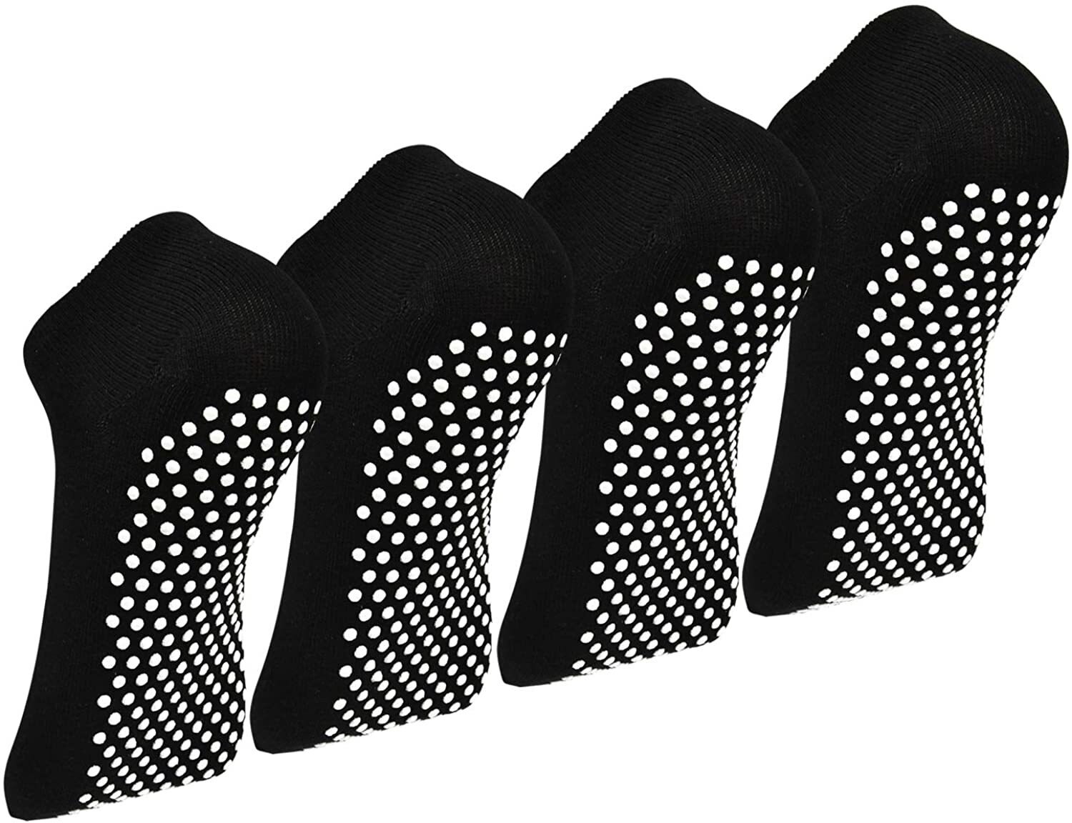 Chaussettes de Yoga pour femmes, lot de 4, antidérapantes, pour Ballet, Trampoline, gymnastique: 4pairs black