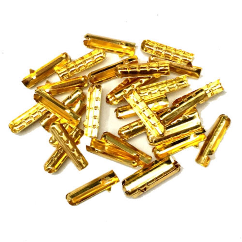 Set van 100 stuks aglets diy schoenveters reparatie schoenveter tips vervanging uiteinde casual kleurrijke kogel staartklem touwklem: Goud
