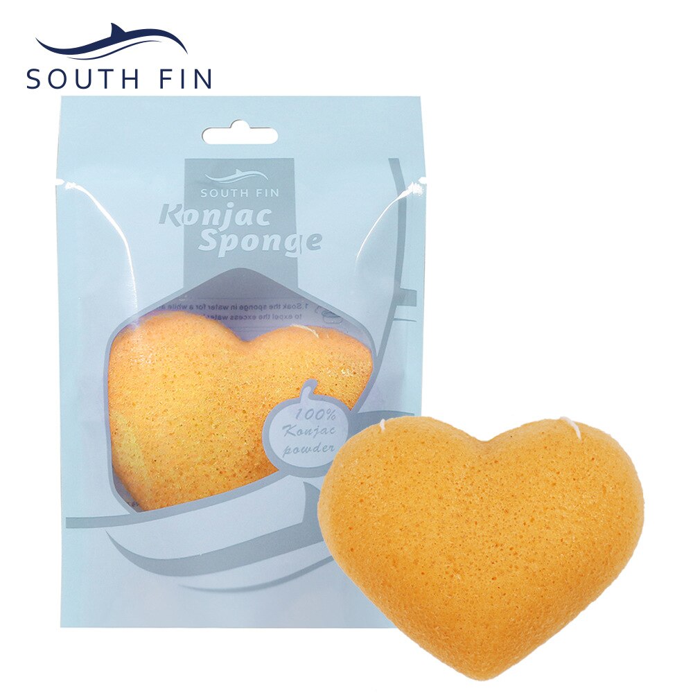 7 Colors Heart-shaped Cleansing Puff Sponge Exfoliating Cleansing Konjac Flutter Natural Soft Deep Cleansing Blackhead Face Wash: 02