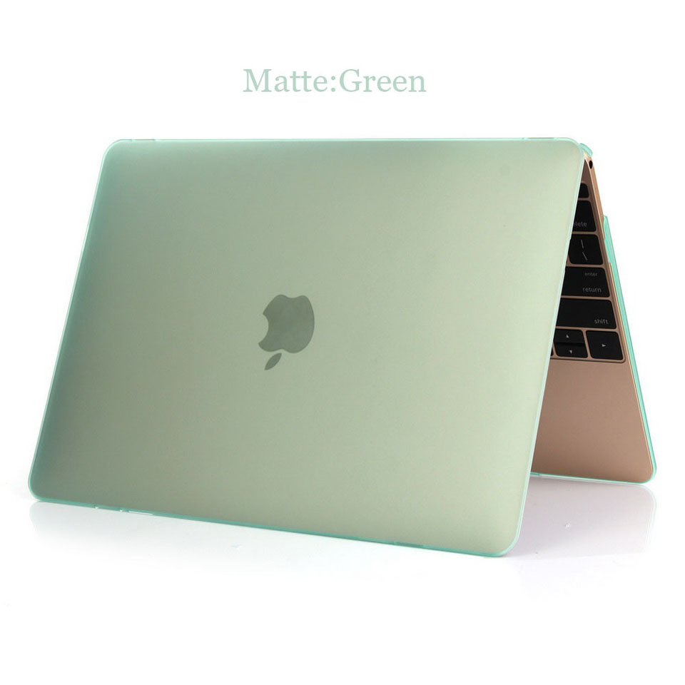 For Apple macbook 12 inch Model A1534, ZVRUA ULTRA THIN Matte / Crystal laptop Case + Transparent keyboard cover: Matte green