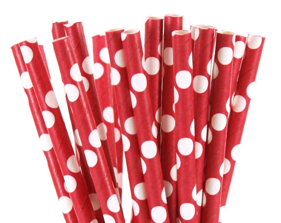 25pcs Black Red Paper Straws Straws For Birthday Wedding Decorative Party Event Drinking Straws Supplies: Red 5
