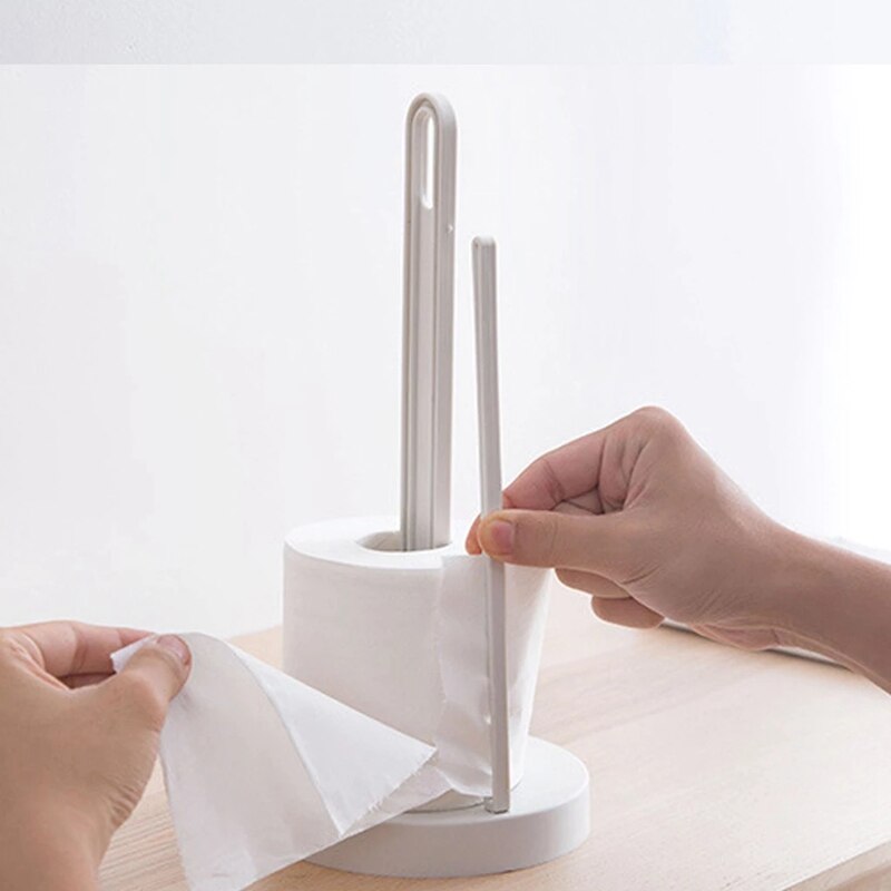 Toilet Kitchen Paper Towel Roller Tissue Holder Plastic Rack Desktop Floor Vertical Napkins Stand Bathroom Storage