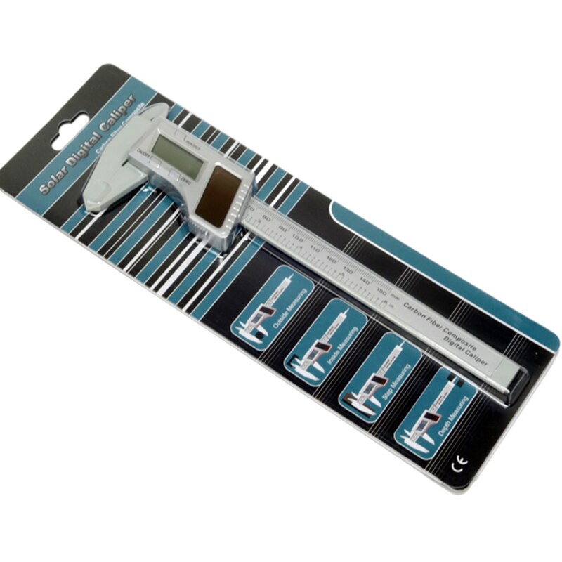 150mm 0.01mm Stainless Steel Solar Digital Caliper Solar Power Carbon Fiber Electronic Vernier Gauge Micrometer