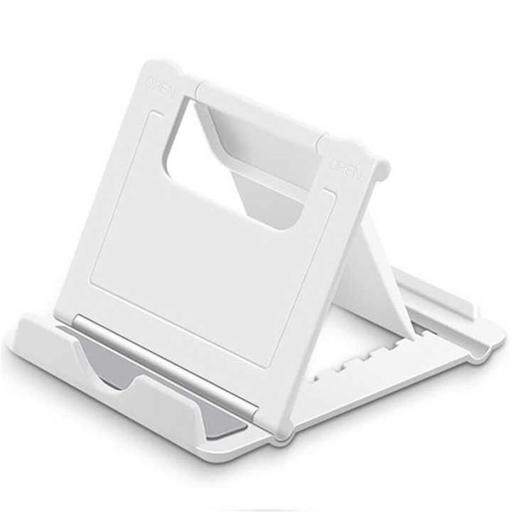 Soporte de teléfono portátil ajustable para iPhone, soporte Universal de plástico para tableta, iPad, Samsung, Huawei, Laze: Blanco