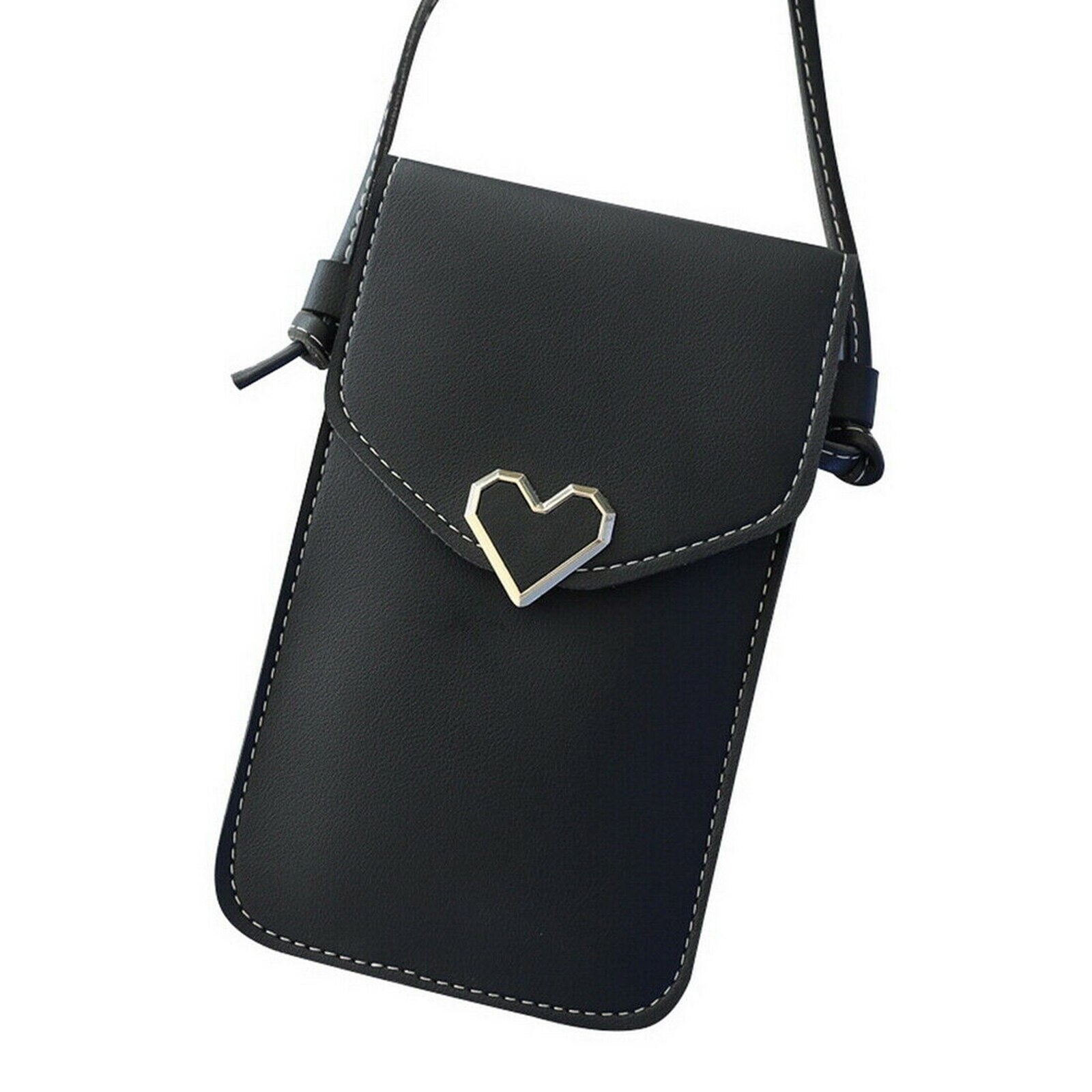 Bolso de piel sintética con pantalla táctil para mujer, bolsa del teléfono móvil cruzada, H9, para el Día DE LA Madre: Negro