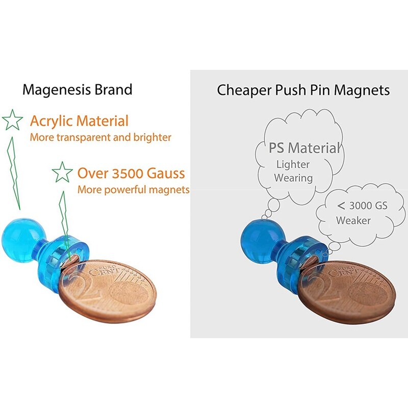 Push Pin Magneten, Pack Van 63 Diverse Kleuren Sterke Magnetische Push Pins, Perfect Magneten Voor Whiteboard, koelkast, Kaart