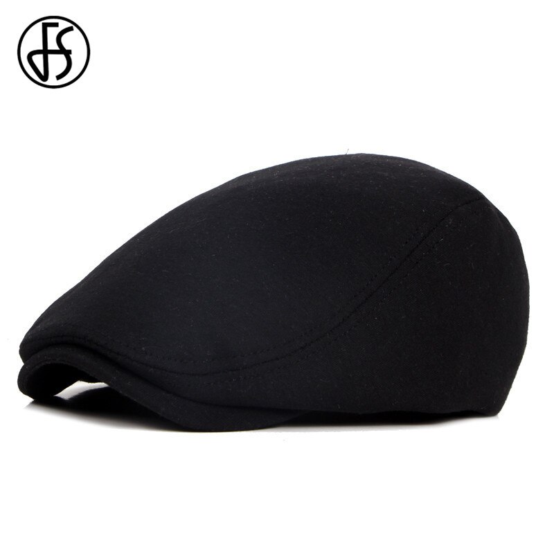 Gorro de boina FS para hombre y mujer, gorro de algodón negro de otoño e invierno, gorro plano de hiedra ajustable para hombre y mujer, Boina de punto liso para caballero