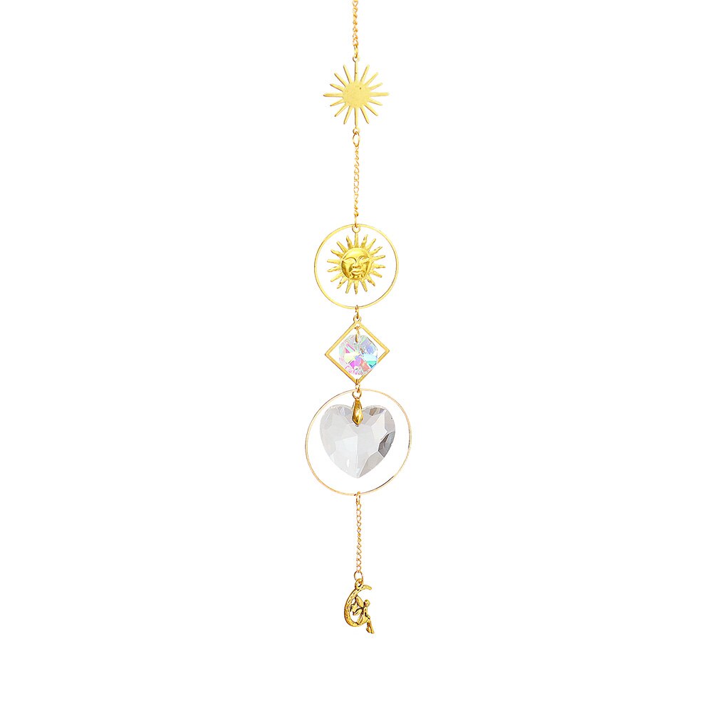 Crystal Wind Chime Star Moon Pendant Geometric Sun Catchers Gold Plated Hanging for Garden Window Wedding Curtain Decor: 67