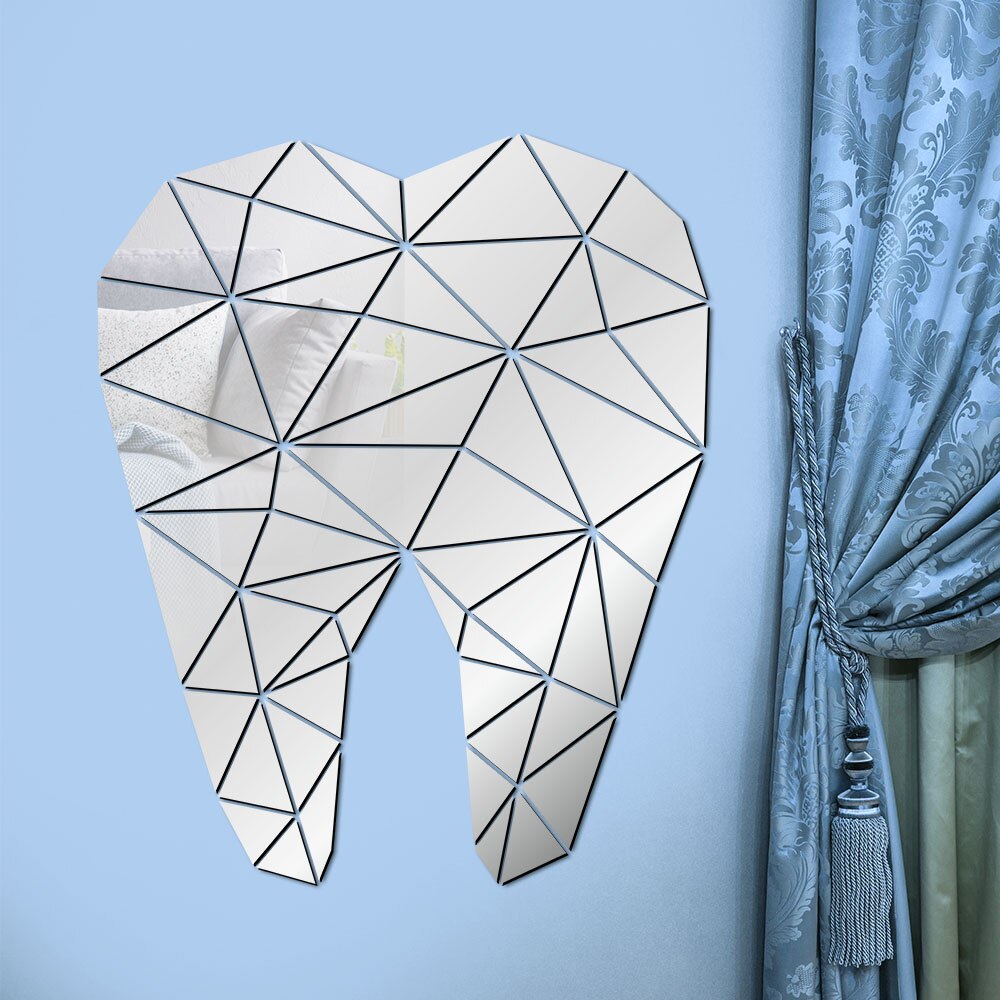 Miroir acrylique mural en forme de dent | Autocollant pour praticiens dentaires, clinique, stomatologique, orthodontie d'hôpital, salle d'art, étui