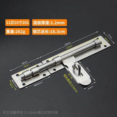Stainless steel windows slide latch Hasp 8-20 inches door bolt with screw for Home Gate Bathroom Cabinet Safety lock hardware: 10 inch  rod 11mm