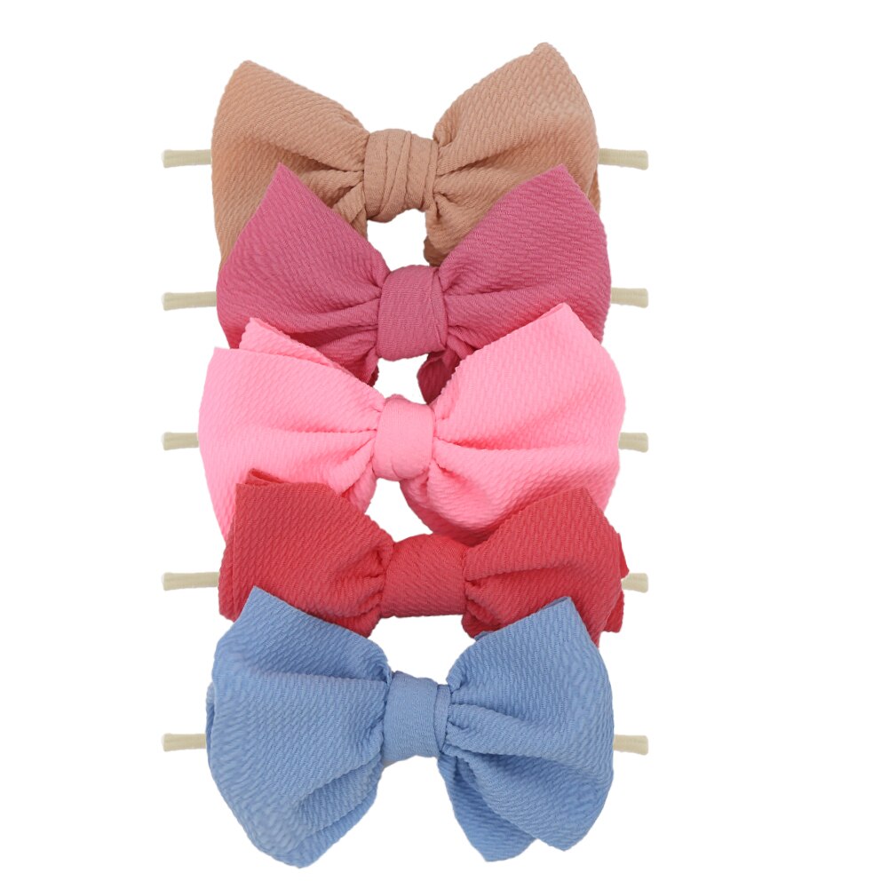5Pcs/Lot Flower Print Elastic Nylon Band 5.9'' Big Bow Knot Headband Newborn Non-Marking Hair Accessories: mix14