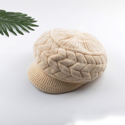 Winter Vrouwen Winter Luxe Dot Hoed Vrouwen Hoeden Elasticiteit Hoge Elasticiteit Warme Caps Cap Hoed Meisje Cap effen Kleur Vrouwelijke: beige