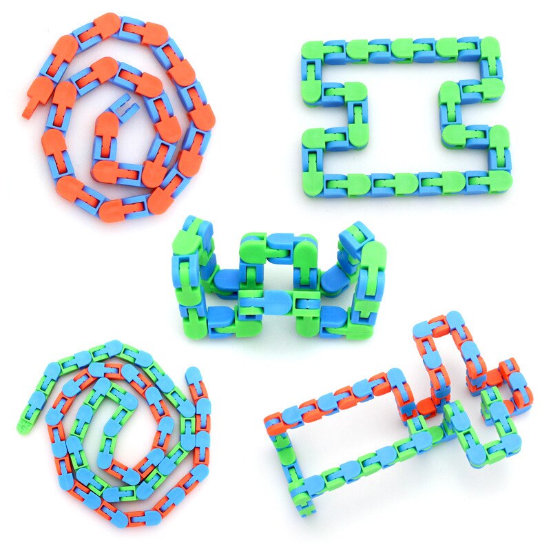 Wacky Tracks Bicycle Chain Track Puzzle Decompression Sensory Fidget Toys Rotate Chain 24 Section Educational Toys Random Color
