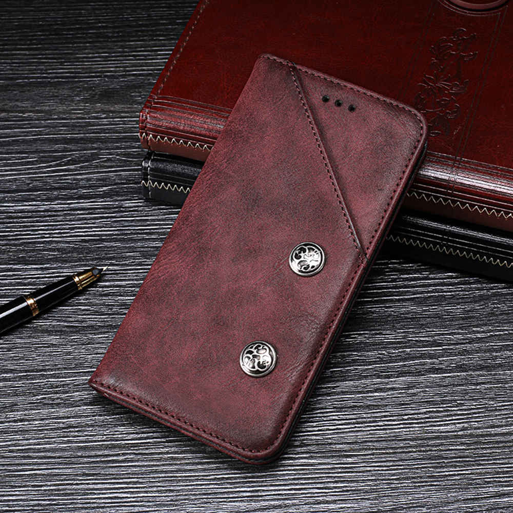 Telefon etui til oneplus 5, [stativer til kortpladser], retro magnetisk fip etui, cover til læder telefon cover til oneplus 5