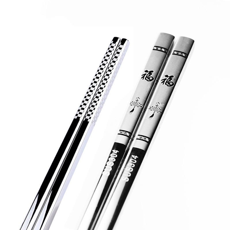 Palillos chinos de acero inoxidable, de dragón deslizante, juego de palillos de comida para sushi, Metal, hierro, coreano, portátil, 1 par: Chinese knot FU