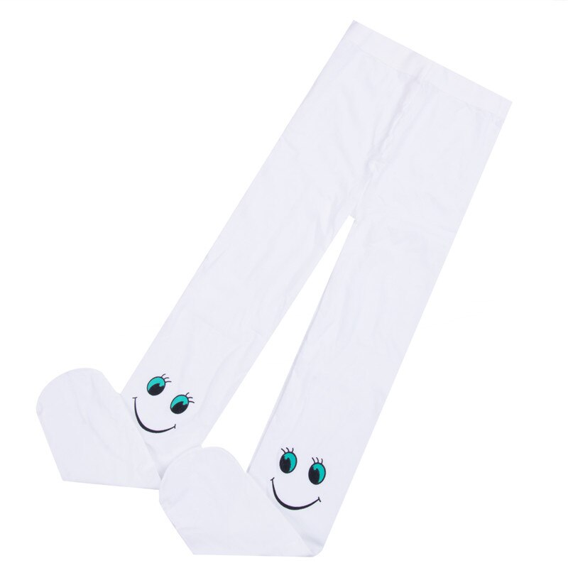 Novelty Spring Autumn Smiley Kids Tights for Girls Soft Velvet Ballet Pantyhose Kids Tight Medias Meninas: White