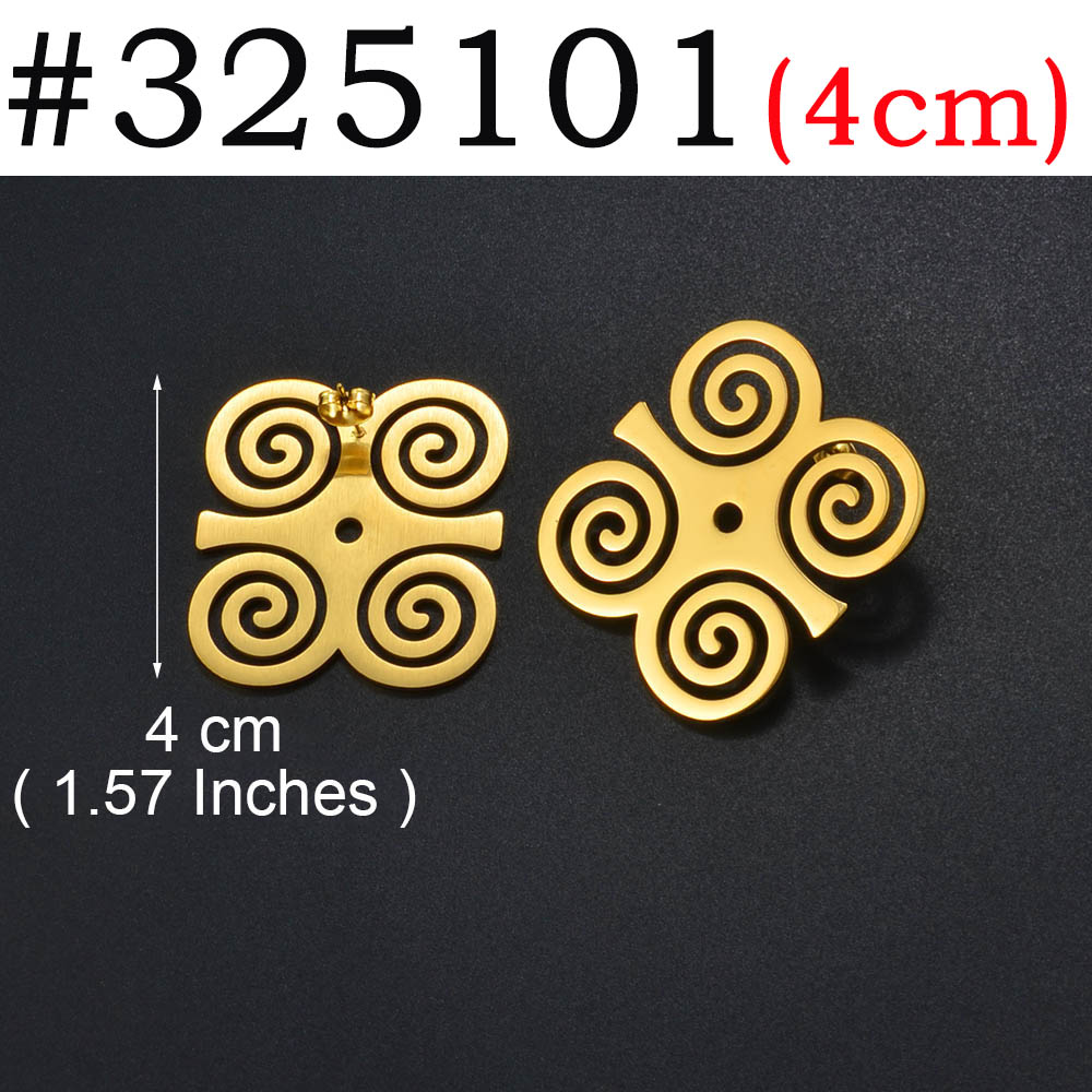 Anniyo African Ancient Cultural Symbol Stud Earrings Stainless Steel Akofena Adinkra Gye Nyame Sankofa Ethnic Jewelry #325101: SILVER PLATED