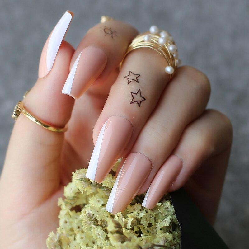 Faux-ongles en rose lavande, accessoire de manucure pour ballerine, longs et en fleurs: S-113