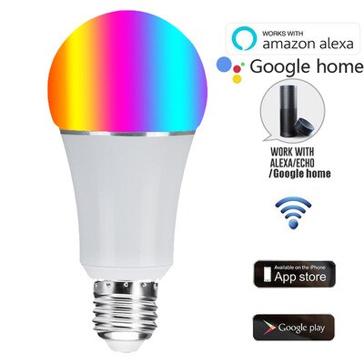 Smart home WiFi led lamp licht APP sluit Alexa Google thuis voice control E27 B22 RGB + CW dimbare led lamp